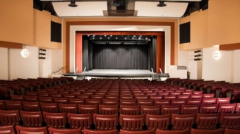 Empty Theater and Stage in red and orange